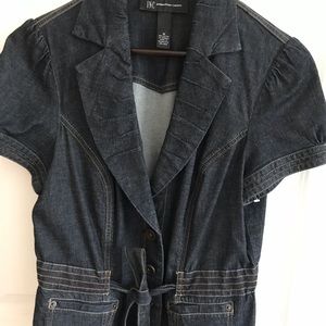 Inc denim cropped tie front jacket